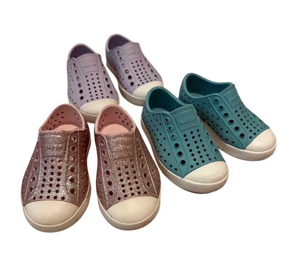 Native Shoes Jefferson Toddler Size 6C Bundle 3 Pairs Glitter Lilac Teal